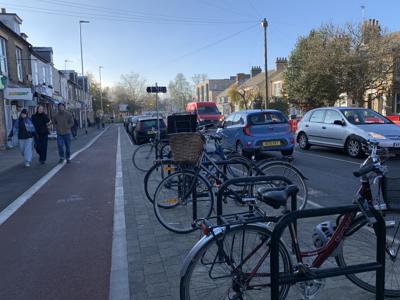 Cycle racks with bicycles