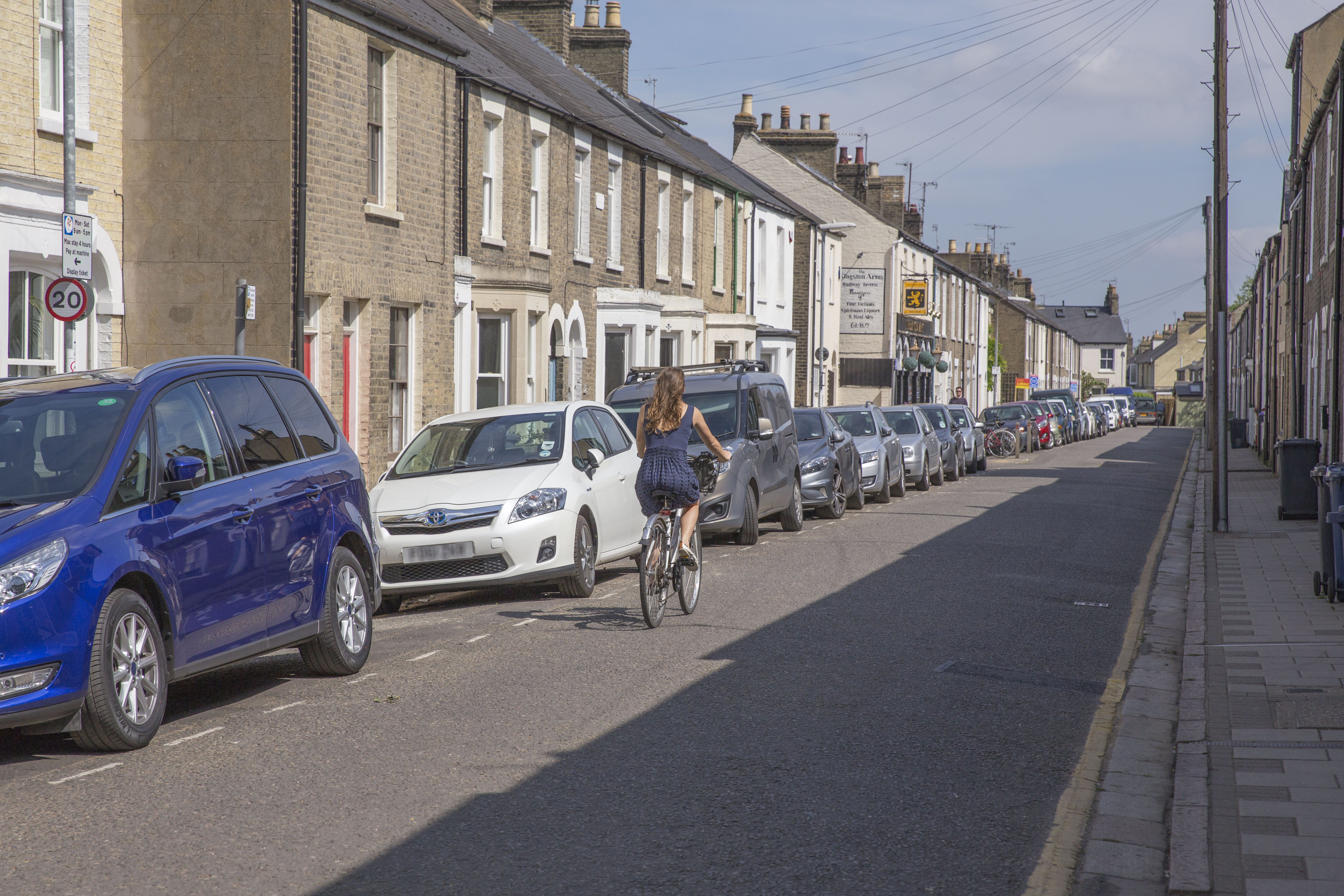 Cars parked along residential street